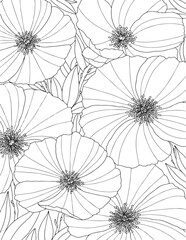 Vector carpet of flowers. Antistress coloring book for adults.        