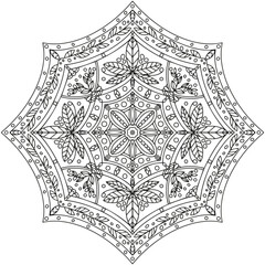 Floral pattern in a circle. Mandala. Antistress coloring book for children and adults. 