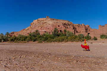 A Beautiful Model Poses Outdoors Near Ait Ben Haddou in Morocco, Africa