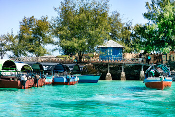 Changuu ein Island im Indischen Ozean in Tansania. Bootstour mit einer Dhow zur Gefängnisinsel in...