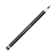Black eyeliner pencil icon. Cartoon illustration of a liner for eyes isolated on a white background. Makeup for eyes. Vector 10 EPS

