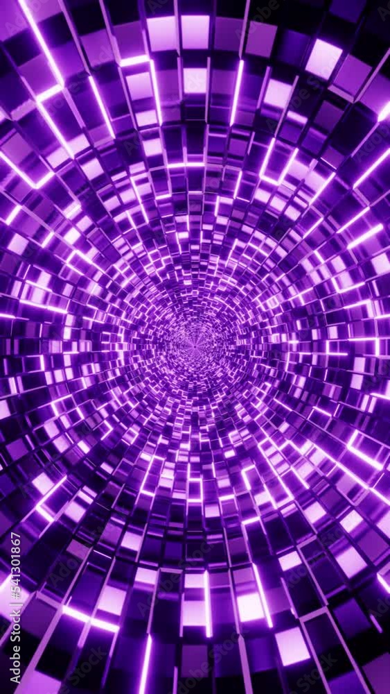 Poster flying into tunnel, sci-fi spaceship corridor. futuristic background for tech titles. 3d vertical lo
