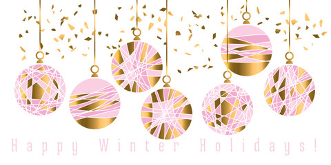 Christmas ornaments card in luxury pastel color.