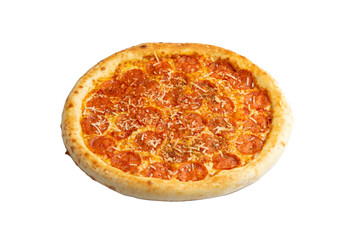 
Big pepperoni pizza. Selective focus. Transparent.