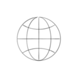 Hand drawn wireframe earth grid icon. Globe sphere symbol. Stock vector illustration isolated on white background.