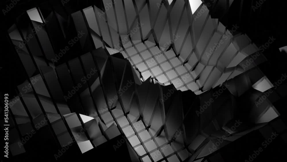 Poster 3d waves on surface of shimmering cubes. design. flickering waves of distortion on surface of square