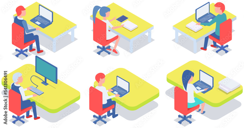 Poster office staff, work and communication. head and subordinates. various workers, managers team. top man