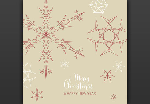 Winter Christmas Card Layout Layout with Geometry Snowflakes