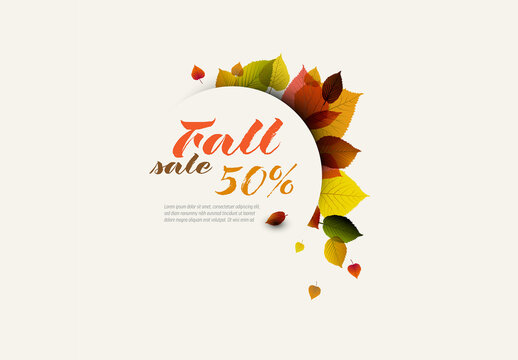 Autumn Leafs Sale Post Banner Layout Layout with Circle Frame