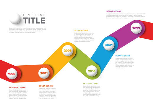 Timeline Layout with Color Stripes on White Background