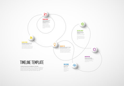 Infographic Dotted Curved Timeline Layout with Sphere Elements
