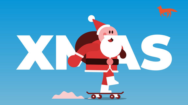 Santa Skating Text and Logo Intro Title