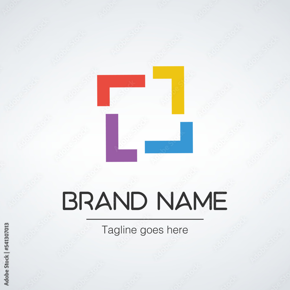 Poster shifted geometric abstract square element. creativity box or frame logo template with different colo