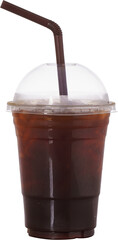 Ice americano coffee in takeaway glass, Isolate on white 