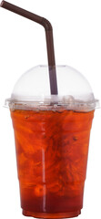 Ice black tea in takeaway glass, Isolate on white 