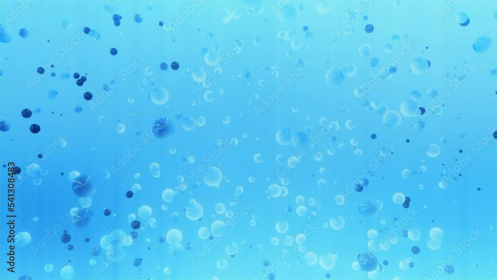 Poster molecular 3d balls rotate in liquid. motion. 3d molecules move in flow in liquid background. molecul
