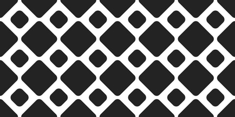 Large and small rounded beveled rhombuses in black. Pattern with rhombuses identical alternating. Black rhombus pattern.