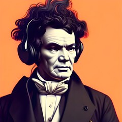 Portrait of Ludwig Van Beethoven. High quality illustration - obrazy, fototapety, plakaty