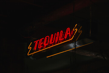 Retro tequila neon sign.