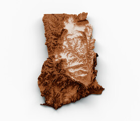 Map of Ghana in old style, brown graphics in a retro style Vintage Style. High detailed 3d illustration