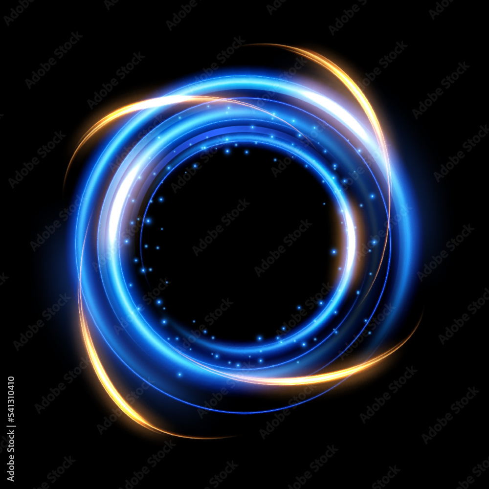 Wall mural Abstract colorful luminous swirling, isolated on dark background. Vector Illustration