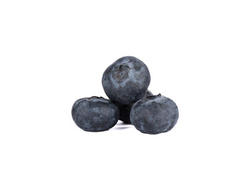 Several ripe blueberries isolated on white background.