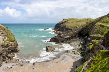 Obraz premium Beach in the area of Tintagel Castle, Cornwall, UK