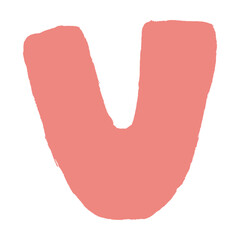 Alphabet V letter Hand Drawn illustration element for kids kindergarten and preschool education