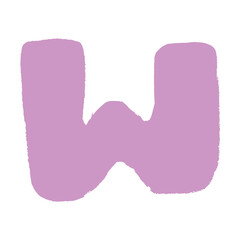 Alphabet W letter Hand Drawn illustration element for kids kindergarten and preschool education