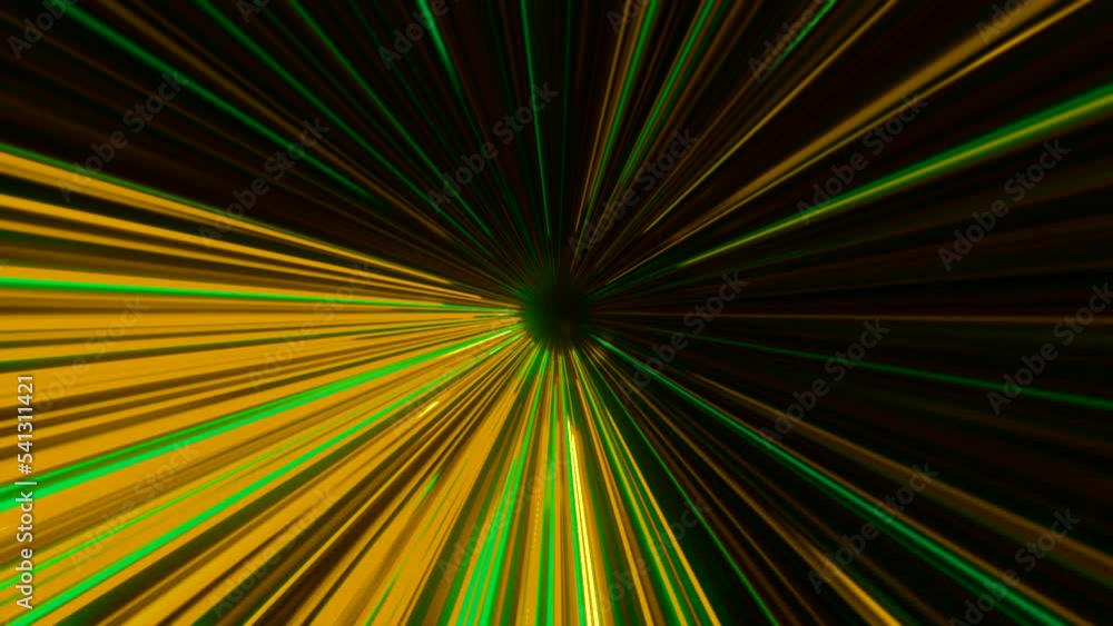 Poster movement in stream of bright neon rays. motion. bright cyber tunnel with high-speed stream of rays. 