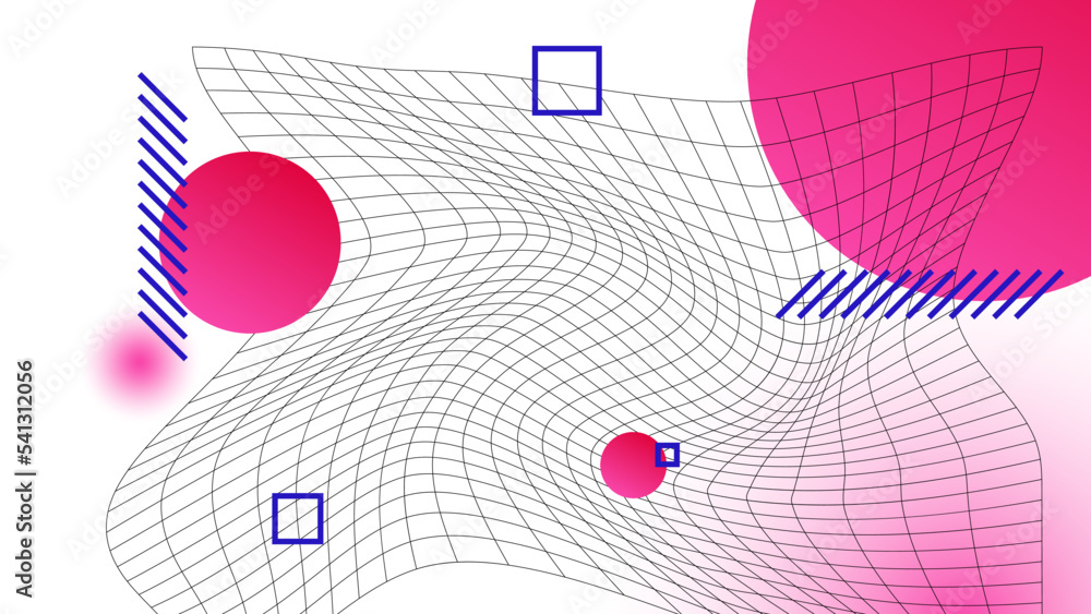Aufkleber modern abstract background illustration. distorted web with geometric shapes of circles and squares 