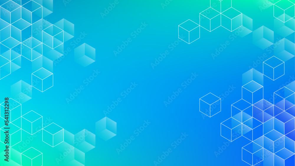 Aufkleber blurred abstract geometrical gradient background illustration with transparent 3d cubes pattern. blu