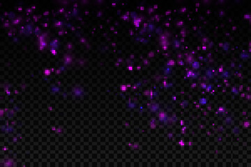 Colorful purple bokeh effect. Background texture abstract glitter and elegance for Christmas.