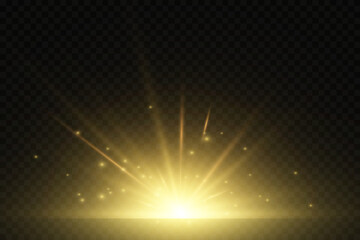 Bright light rays. Flares, lights and sparks. Horizontal bursts of exploding star.