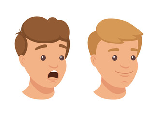 Face of Handsome Man Character Demonstrating Emotion Vector Set