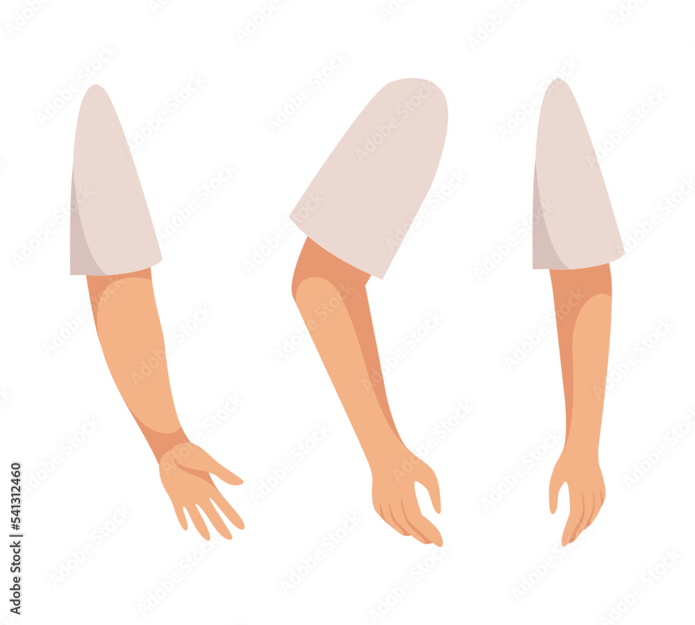 Poster man character arms as constructor with separated body part vector set