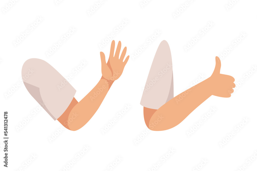 Poster man character arms as constructor with separated body part vector set