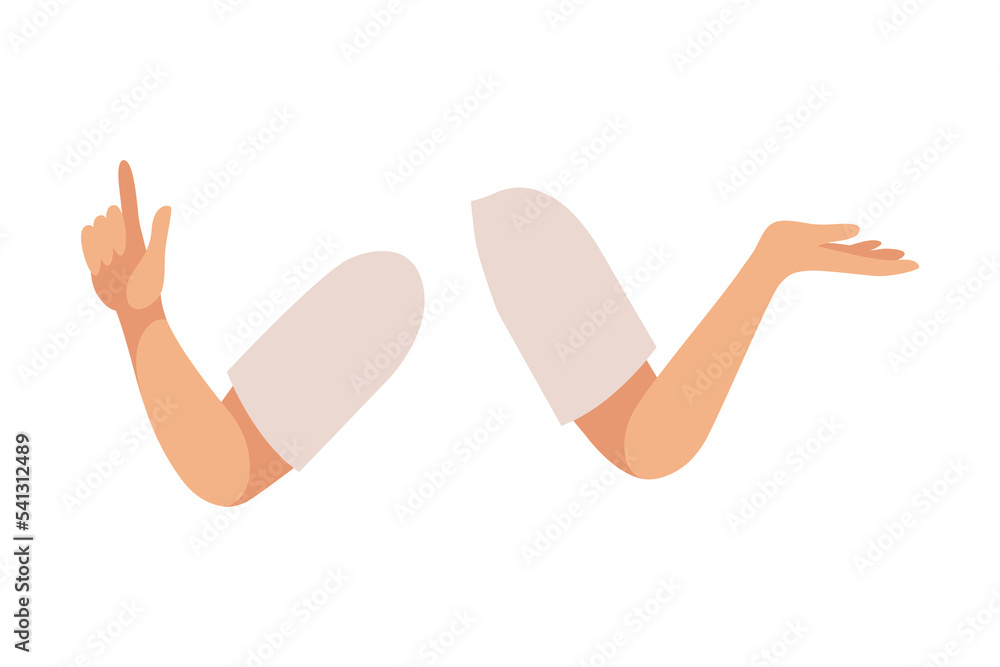 Poster man character arms as constructor with separated body part vector set