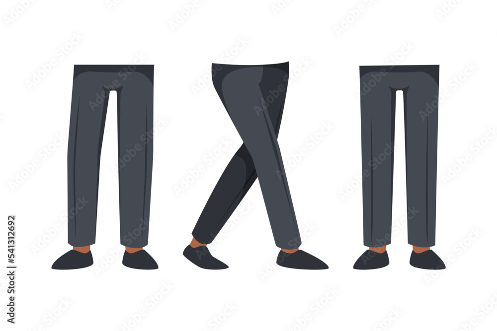 Poster office man legs as constructor and creation body parts vector set