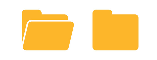 Yellow digital folder. Open and closed  directory icon.