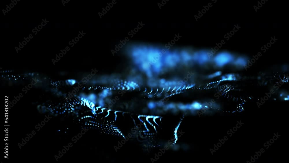 Poster particle flow futuristic animation wave of waves shapes loop