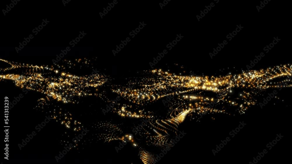 Poster particle flow futuristic animation wave of waves shapes loop