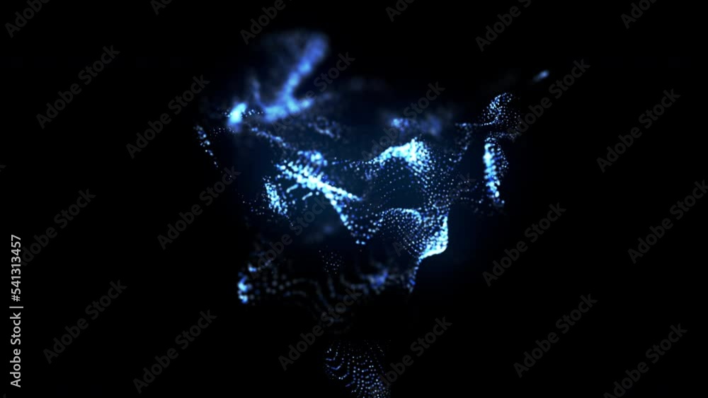 Poster particle flow futuristic animation wave of waves shapes loop