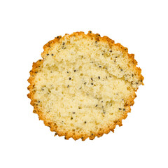 Isolated lemon poppyseed muffin from above