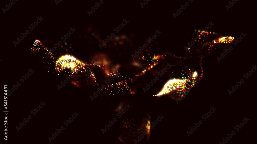 Poster particle flow futuristic animation wave of waves shapes loop