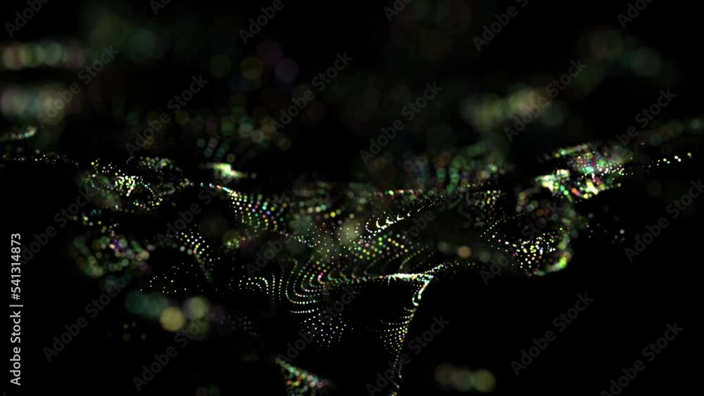 Poster particle flow futuristic animation wave of waves shapes loop