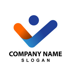 check mark is used in the form of the letter v in the logo design