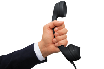 Gesture series: hand holding a black telephone receiver.