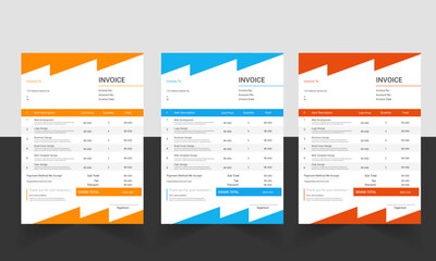 Business invoice form template, Invoicing quotes, money bills or price invoices and payment agreement design templates, Tax form, bill graphic or payment receipt page vector set