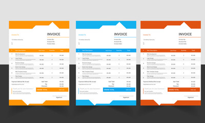 Business invoice form template, Invoicing quotes, money bills or price invoices and payment agreement design templates, Tax form, bill graphic or payment receipt page vector set